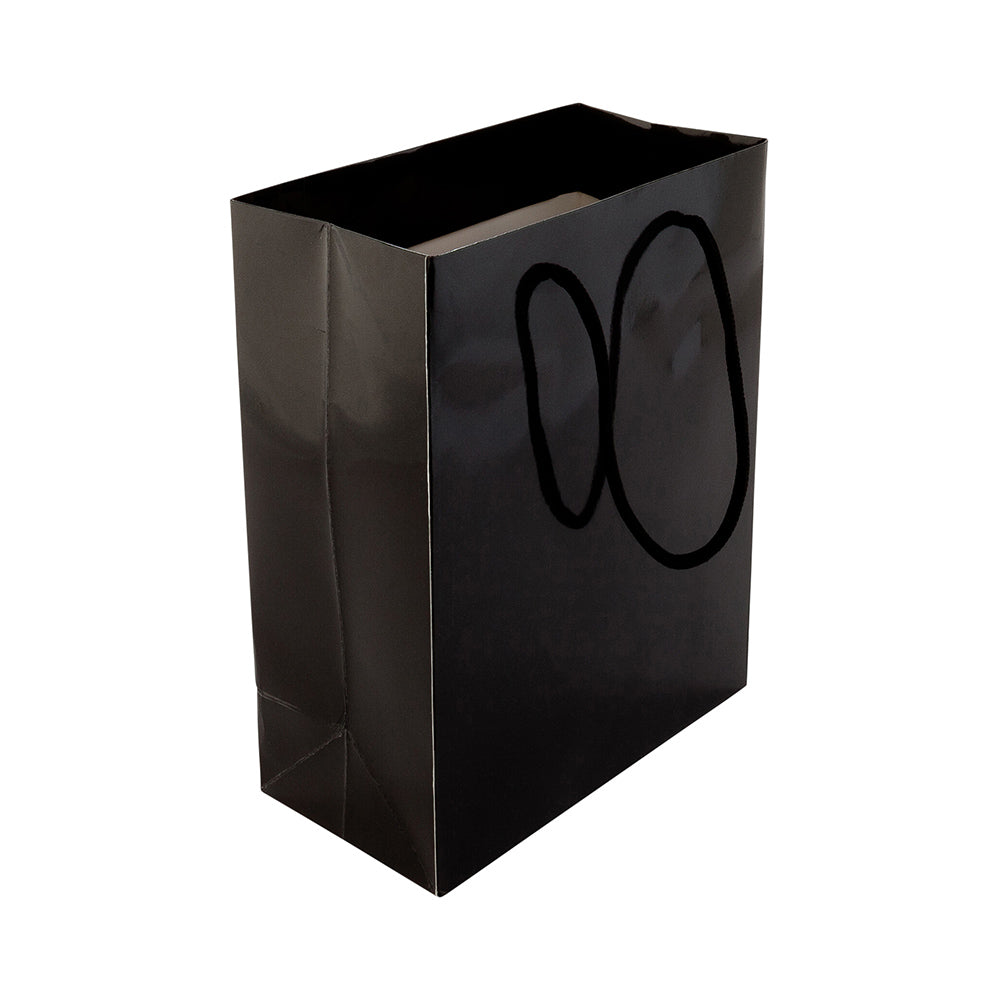 Rectangle Black Paper Small Shopping and Take Out Bag - Glossy, Rope Handles - 6 1/2" x 3 1/4" x 7 1/2" - 10 count box