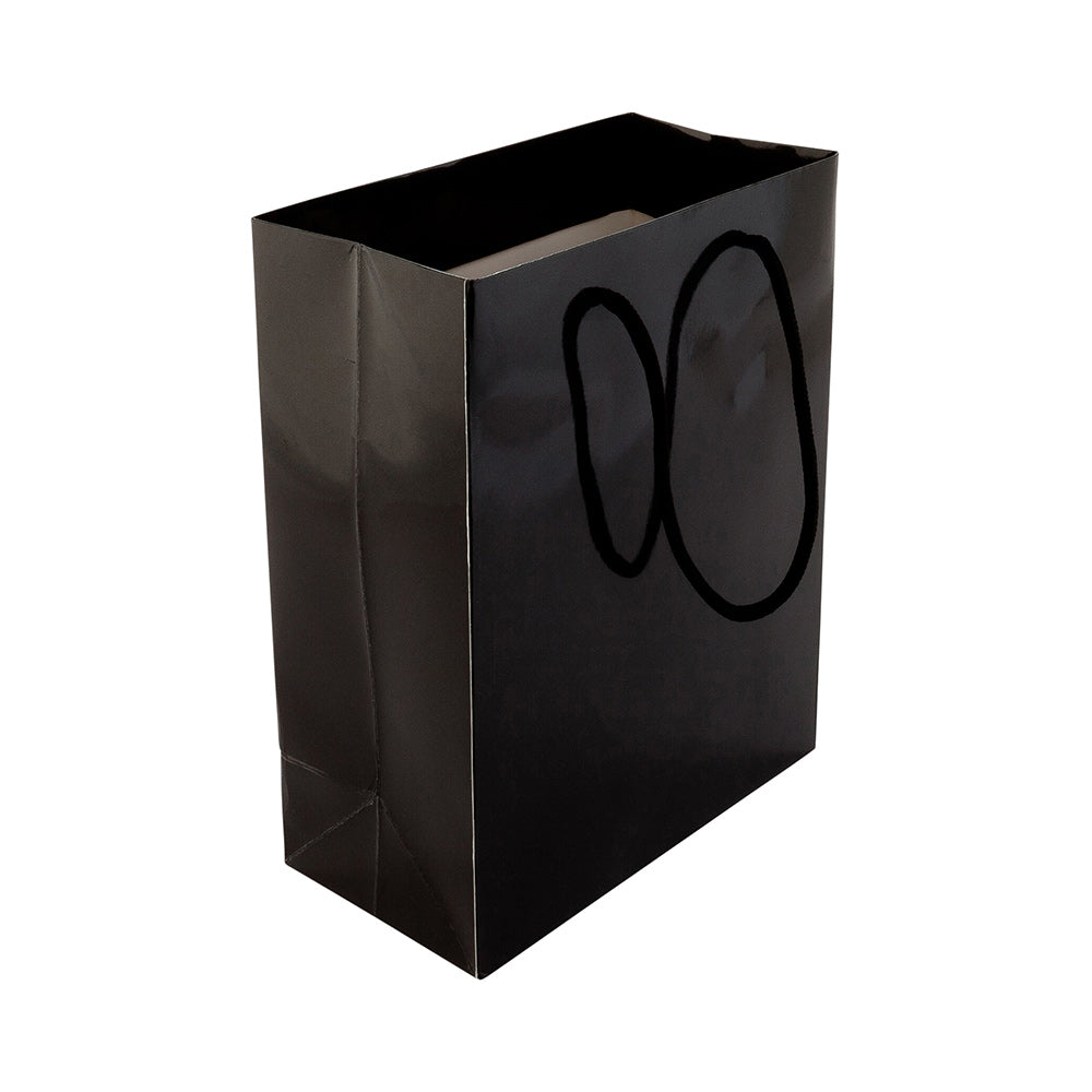 Rectangle Black Paper Large Shopping and Take Out Bag - Glossy, Rope Handles - 9 1/2" x 4" x 14" - 10 count box