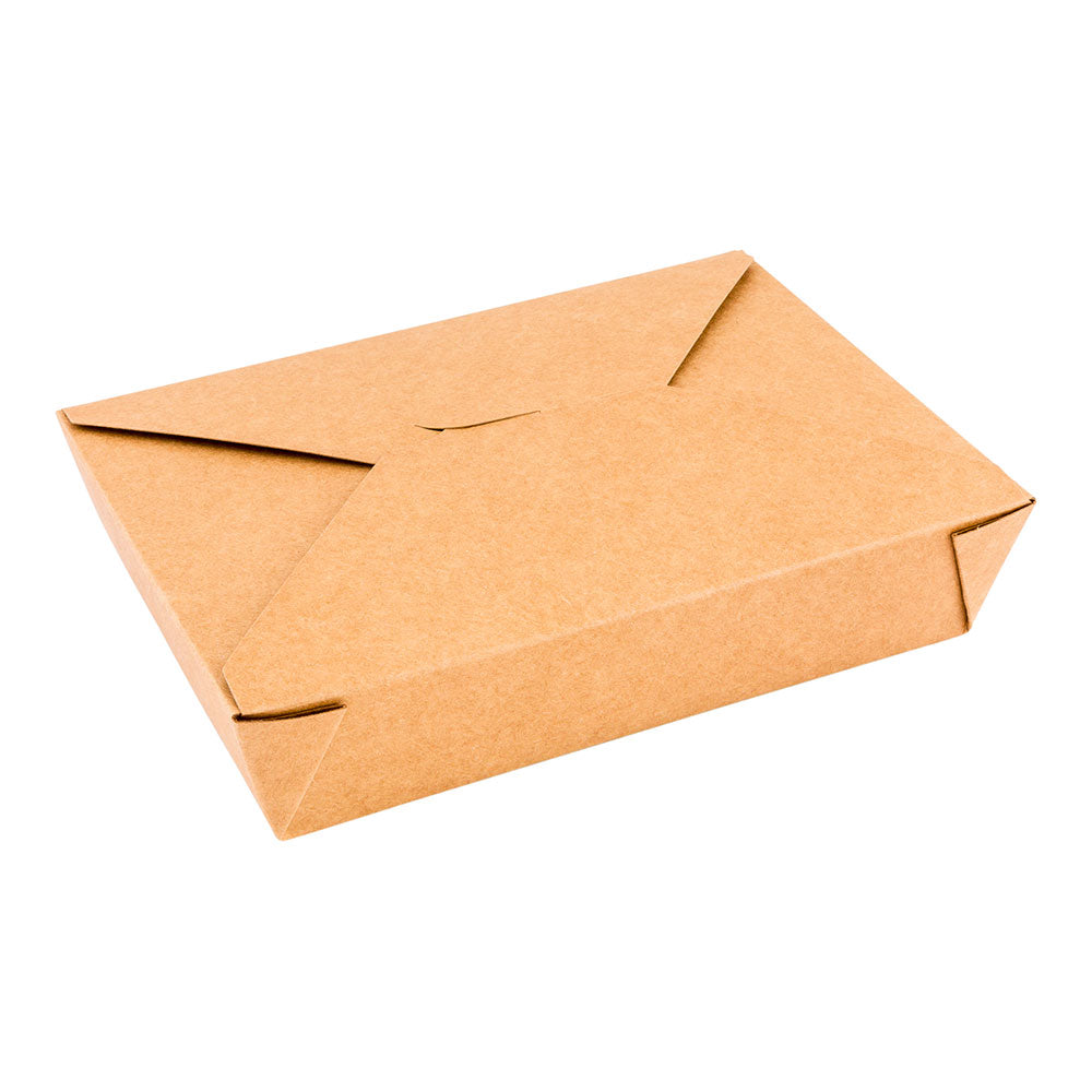 Bio Tek 49 oz Rectangle Kraft Paper #2 Bio Box Take Out Container - 8 1/2" x 6 1/4" x 2" - 200 count box