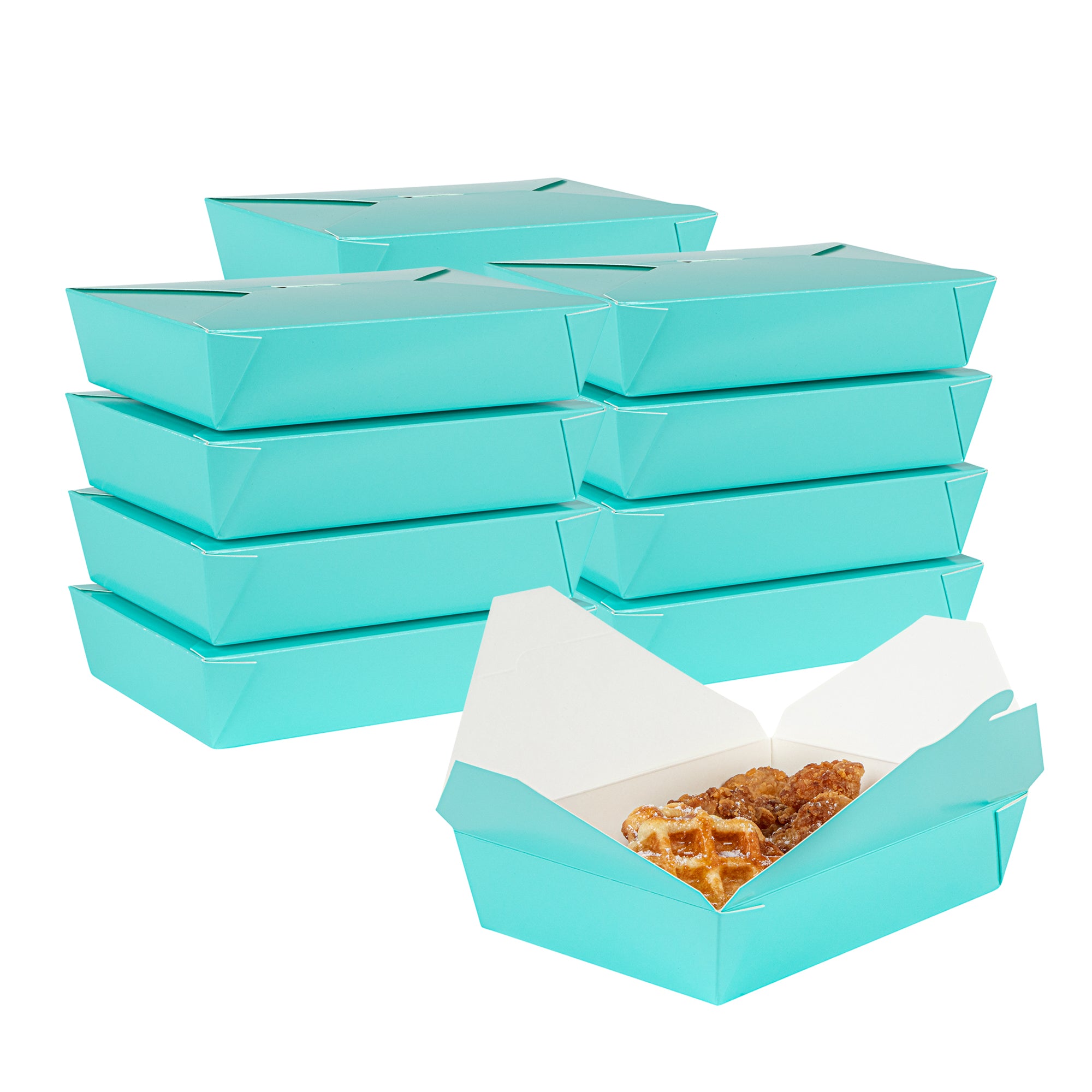 Bio Tek 49 oz Rectangle Turquoise Paper #2 Bio Box Take Out Container - 8 1/2" x 6 1/4" x 2" - 200 count box