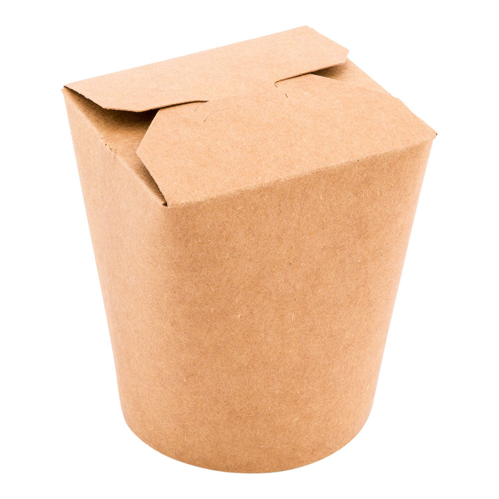 Bio Tek 16 oz Round Kraft Paper Noodle Take Out Container - 3 1/4" x 3" x 4" - 200 count box