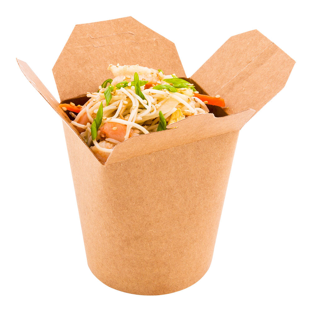 Bio Tek 16 oz Round Kraft Paper Noodle Take Out Container - 3 1/4" x 3" x 4" - 200 count box