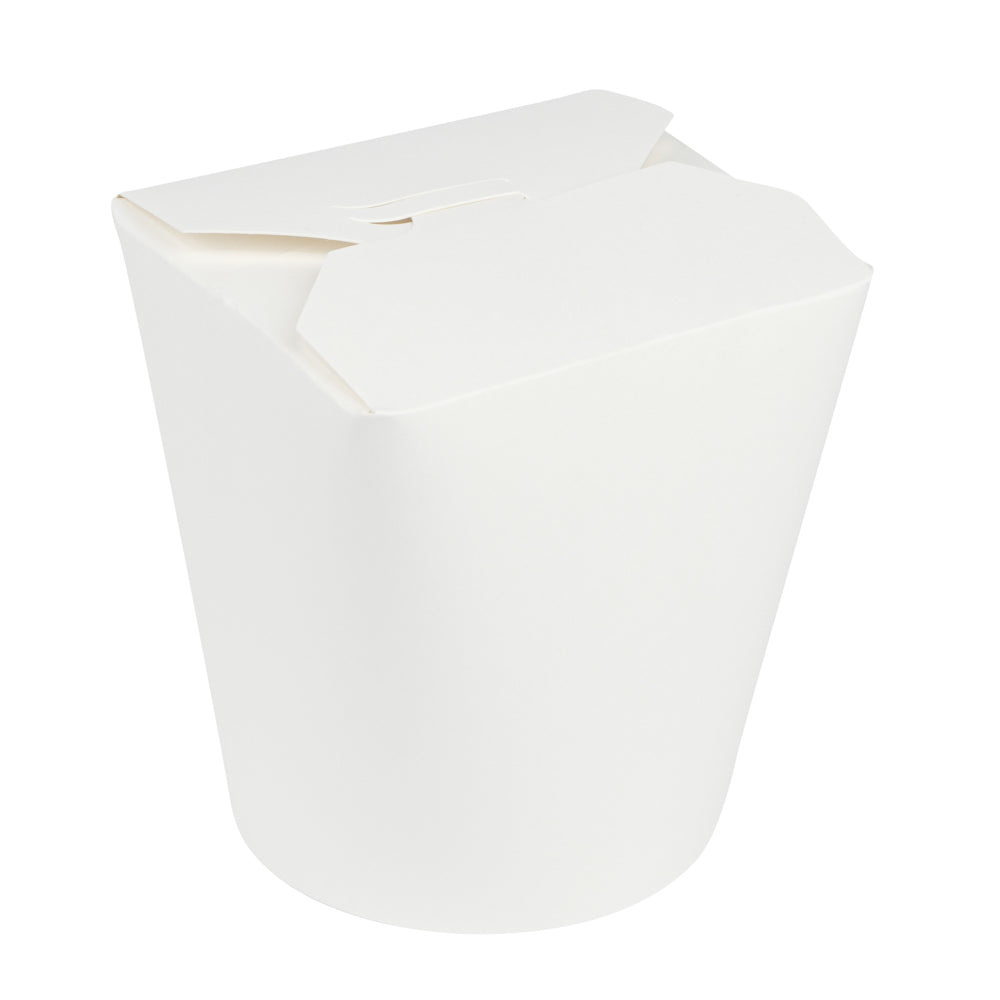 Bio Tek 32 oz Round White Paper Noodle Take Out Container - 4" x 3 1/2" x 4 1/2" - 200 count box