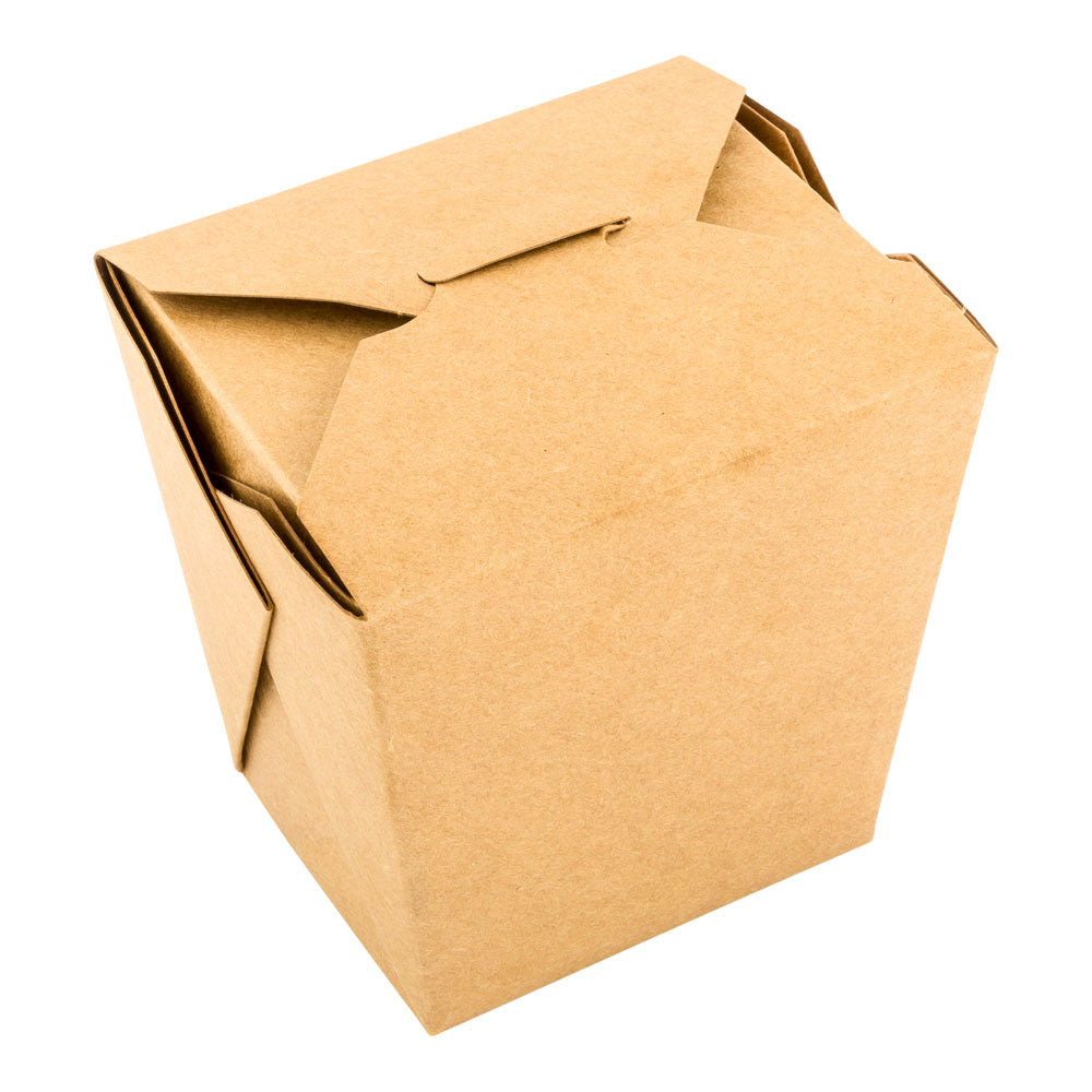 Bio Tek 26 oz Square Kraft Paper Noodle Take Out Container - 4" x 3 1/2" x 4" - 200 count box