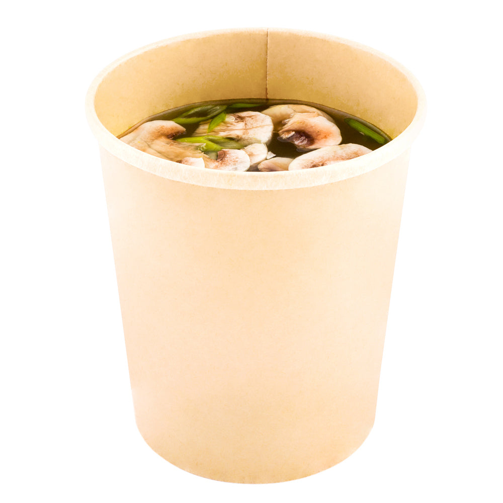 Bio Tek 32 oz Round Bamboo Paper Soup Container - 4 1/2" x 4 1/2" x 5 1/4" - 200 count box