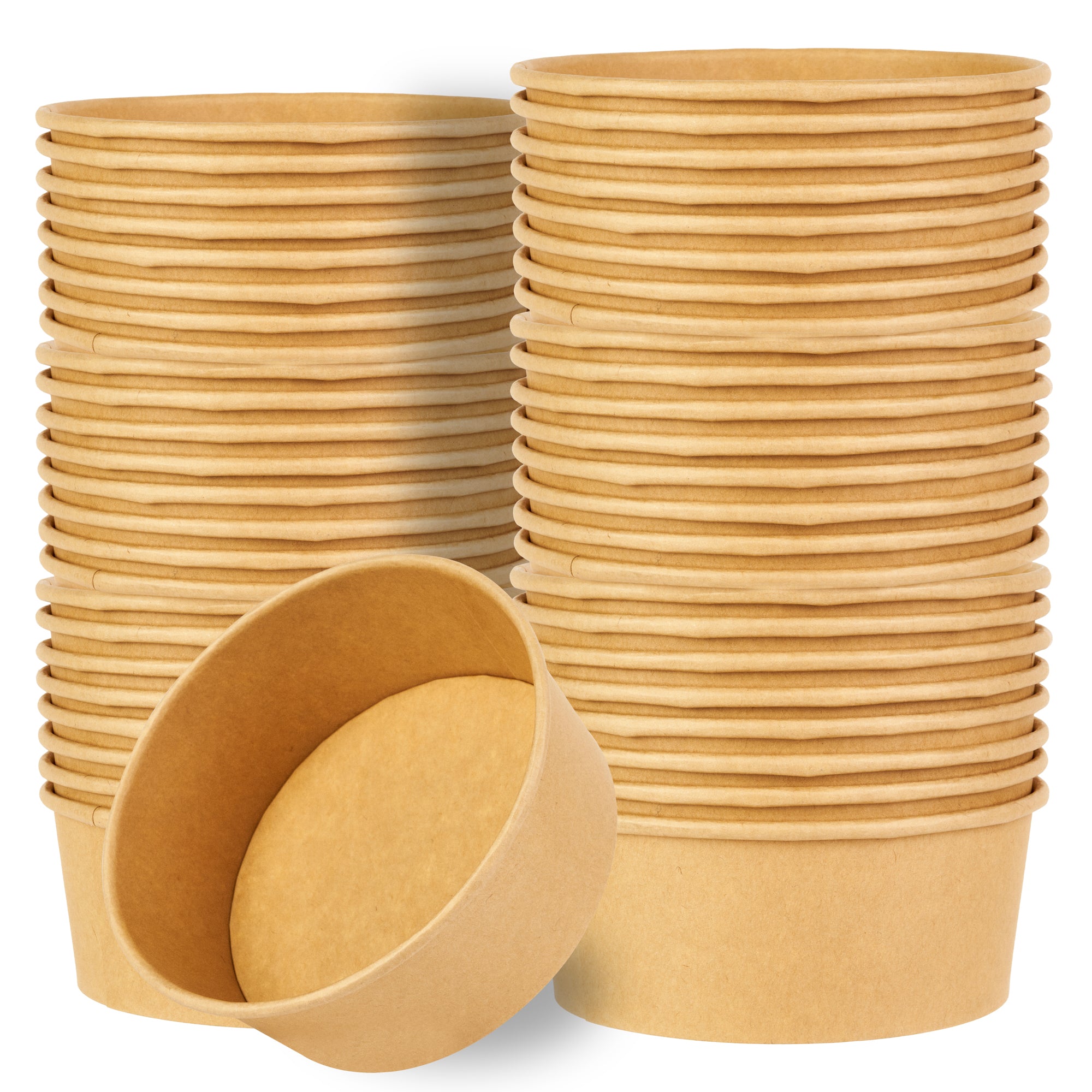 Bio Tek 25 oz Round Kraft Paper Take Out Container - 6" x 6" x 2 1/2" - 200 count box