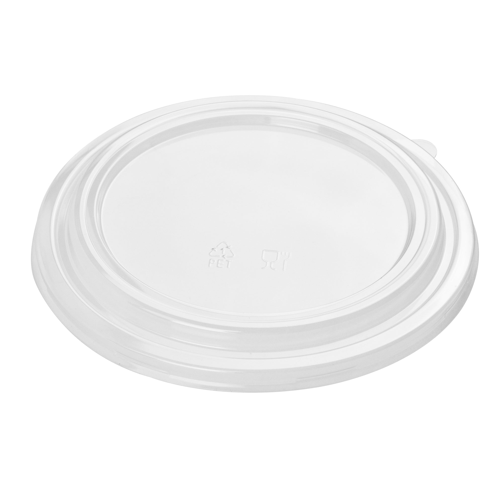 Bio Take Out Container Container Round Clear Plastic Lid - Fits 44 oz - 200 count box