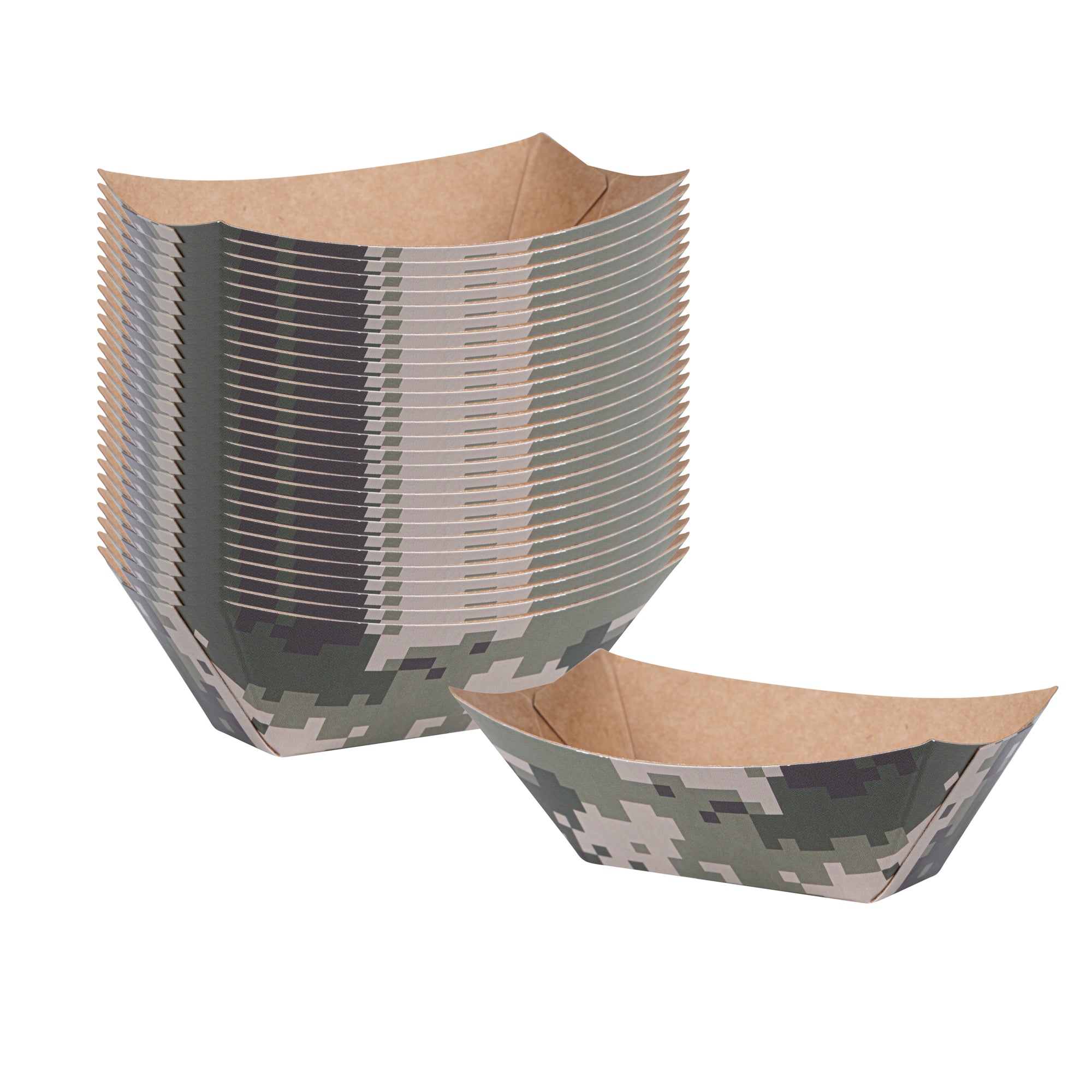 Bio Tek 2 oz Camouflage Paper Boat - 3 1/4" x 2 1/4" x 1 1/4" - 400 count box