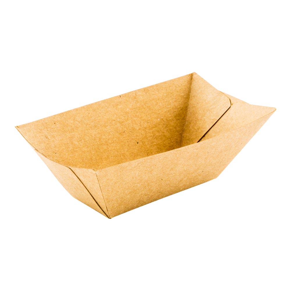 Bio Tek 2 oz Kraft Paper Boat - 3 1/4" x 2 1/4" x 1 1/4" - 400 count box