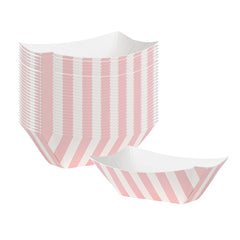 Bio Tek 2 oz Pink and White Stripe Paper Boat - 3 1/4