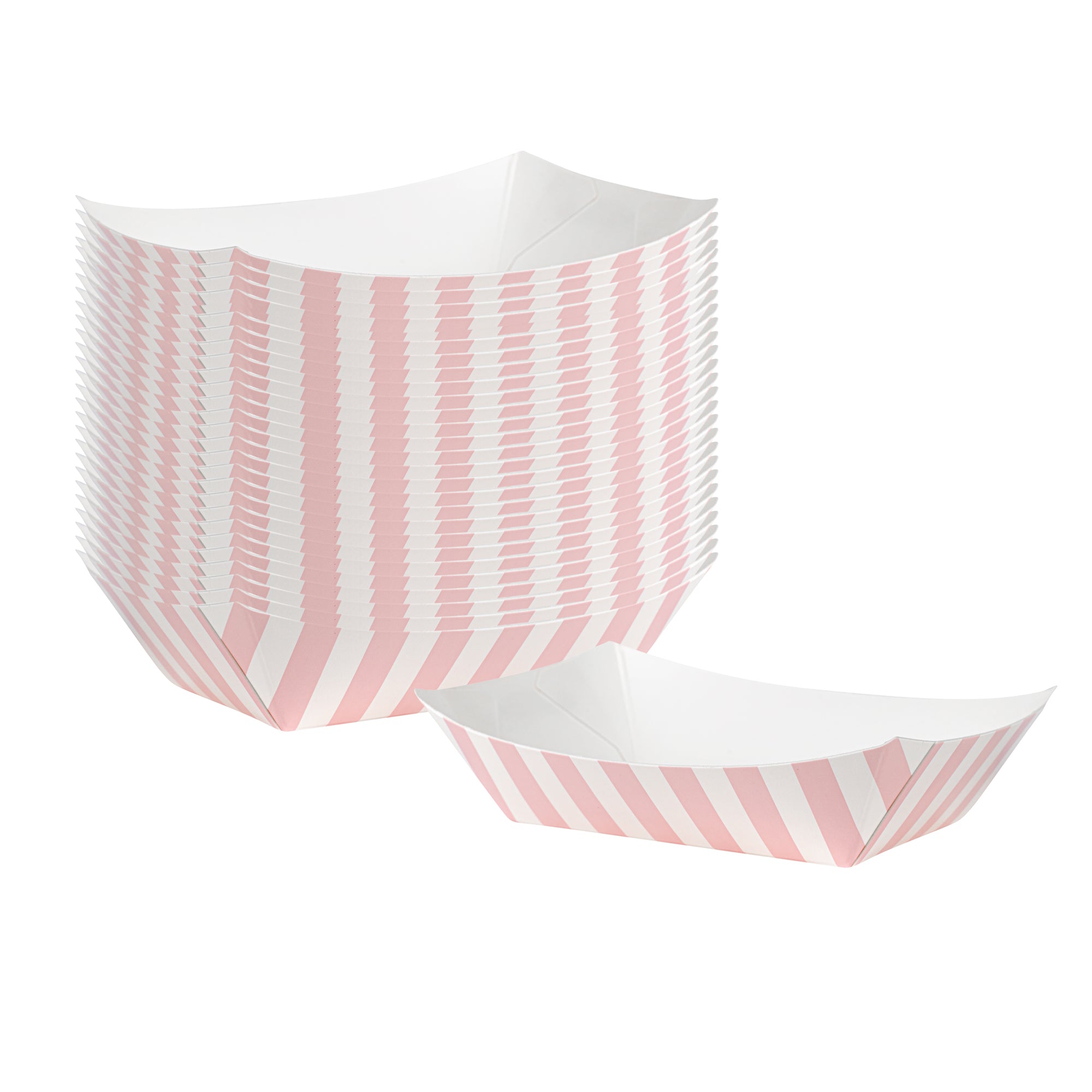 Bio Tek 4 oz Pink and White Stripe Paper #25 Boat - 3" x 2" x 1" - 400 count box