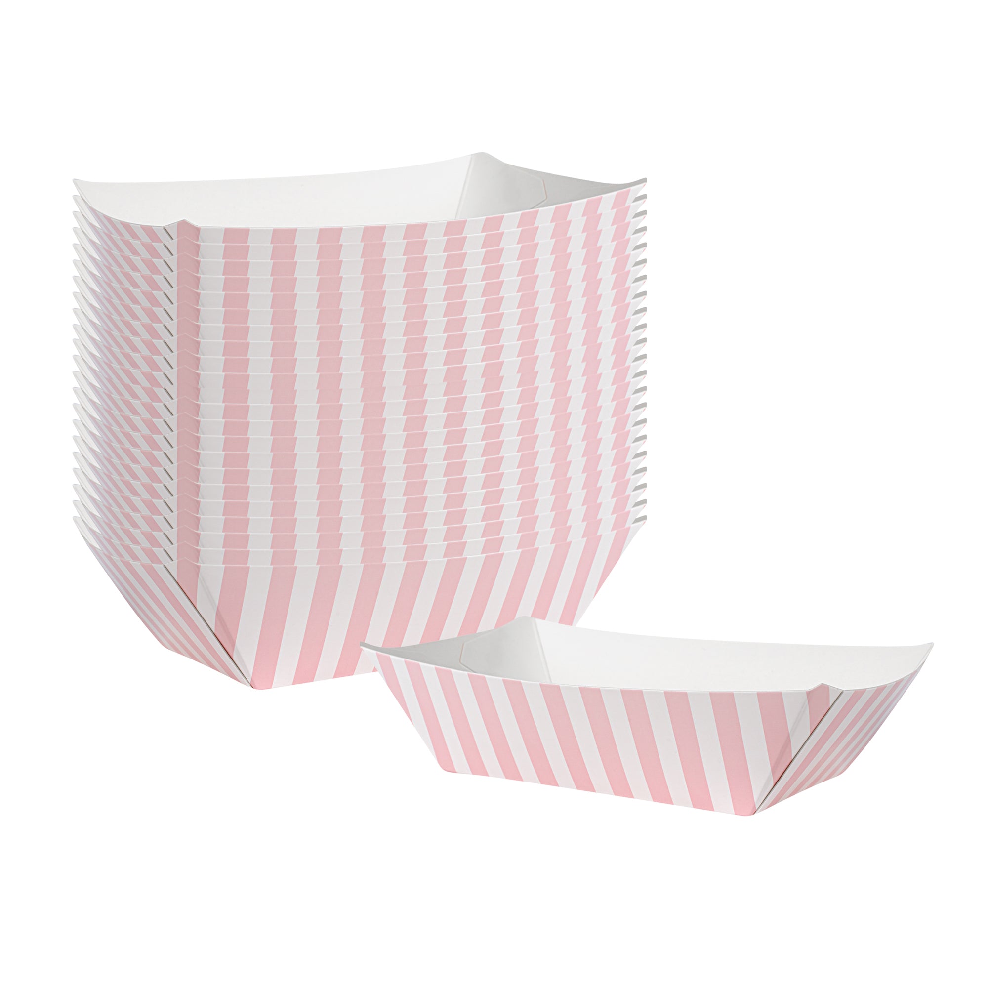 Bio Tek 1/2 lb Pink and White Stripe Paper #50 Boat - 4 1/4" x 2 3/4" x 1 1/2" - 400 count box