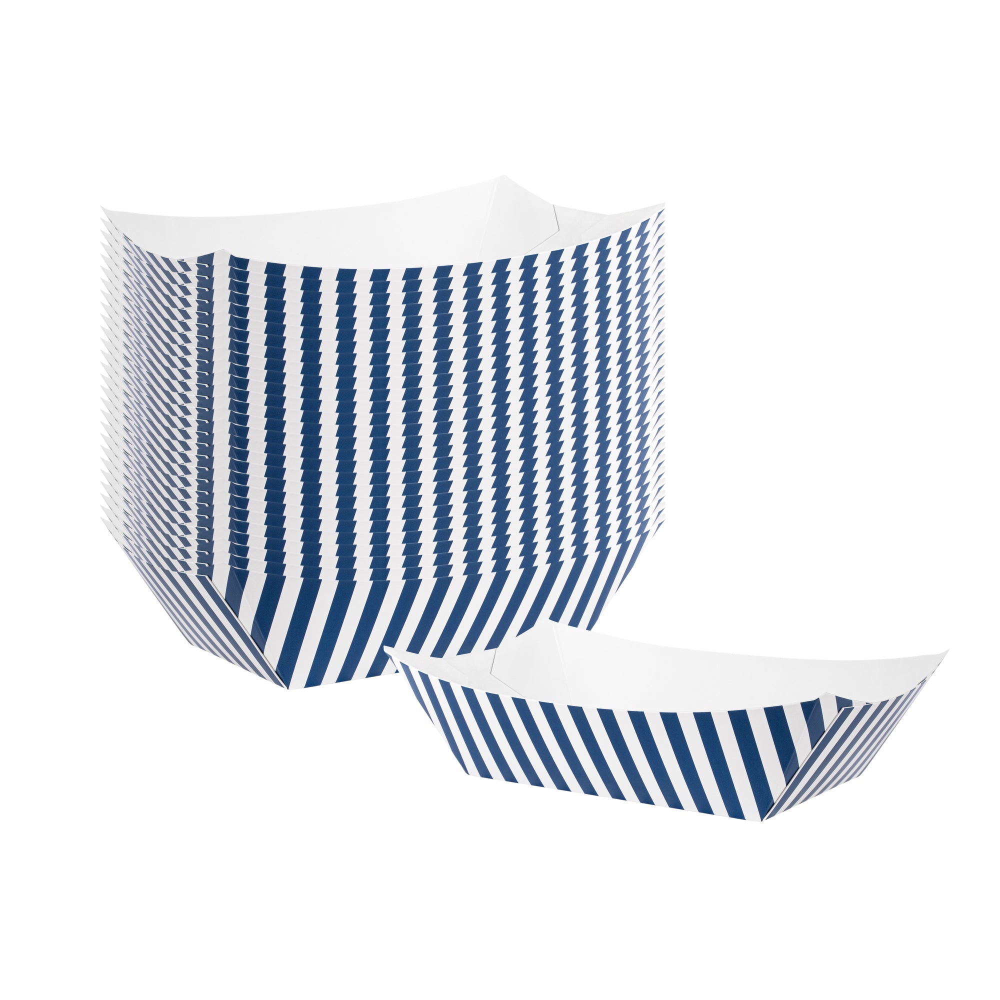 Bio Tek 1 lb Blue and White Stripe Paper #100 Boat - 5 1/2" x 3 1/2" x 2" - 200 count box