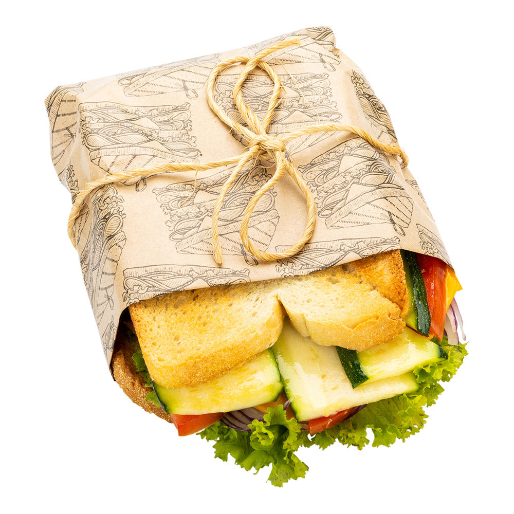 Kraft Paper Sandwich Wrap and Fry Basket Liner - Triple Decker, Greaseproof - 12" x 12" - 500 count box