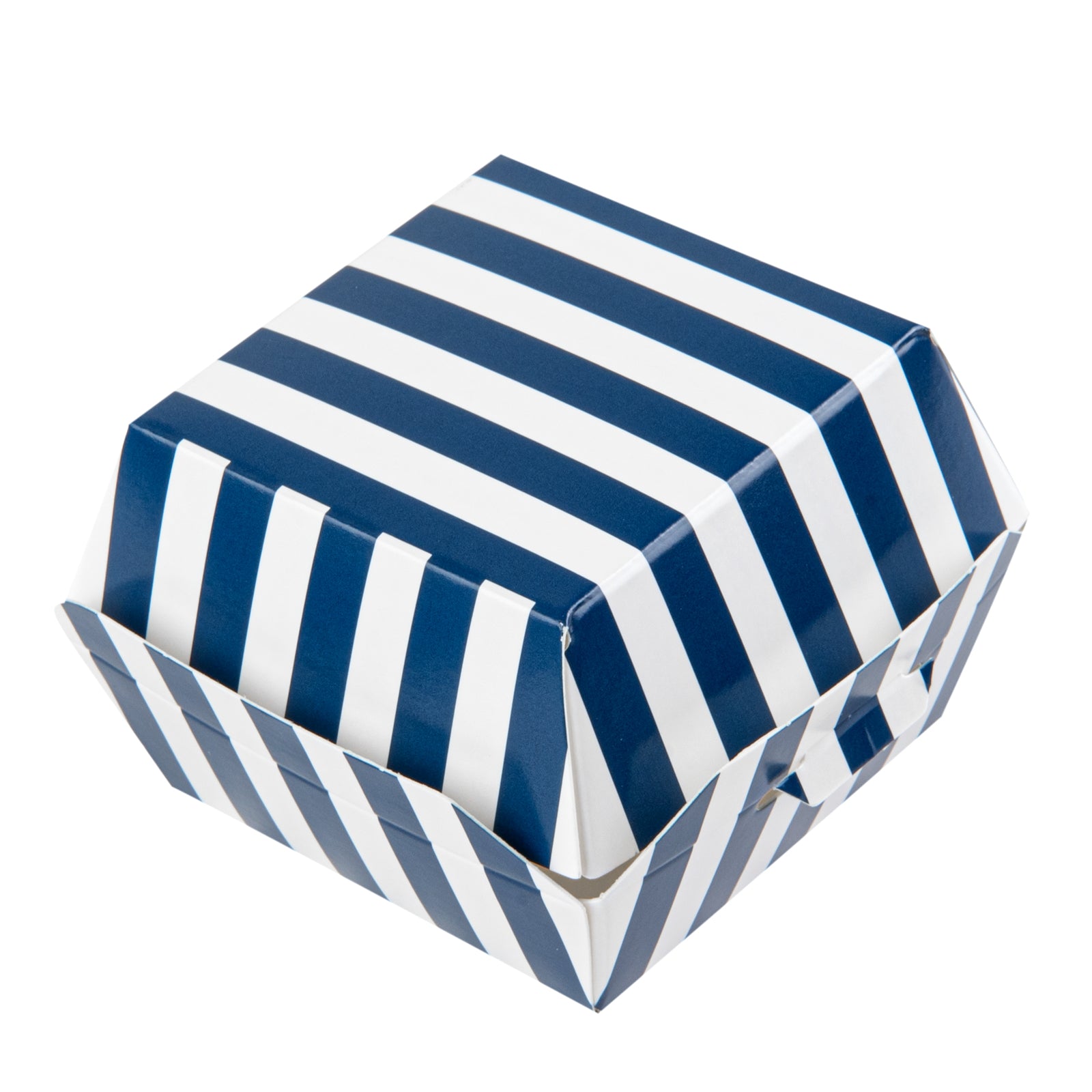 Blue and White Stripe Paper Slider Box - 2 1/2" x 2 1/2" x 2" - 100 count box