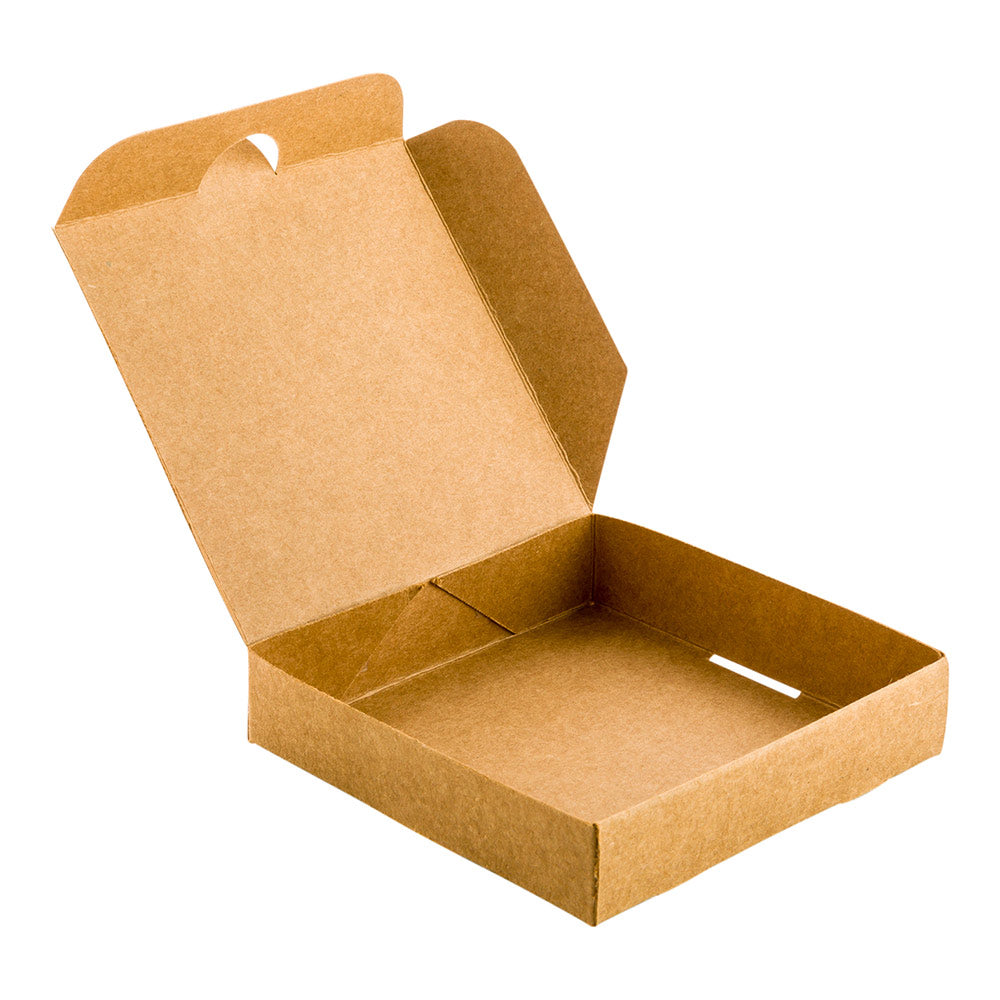 Kraft Paper Mini Pizza Box - 3 1/2" x 3 1/2" x 3/4" - 100 count box