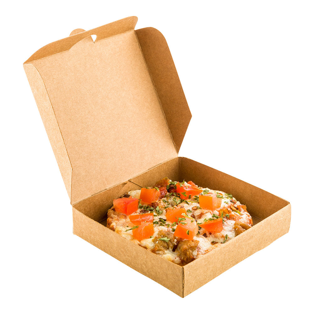 Kraft Paper Mini Pizza Box - 3 1/2" x 3 1/2" x 3/4" - 100 count box