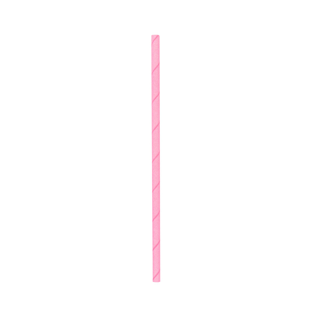 Pink Paper Straw - Biodegradable, 6mm - 7 3/4" - 100 count box