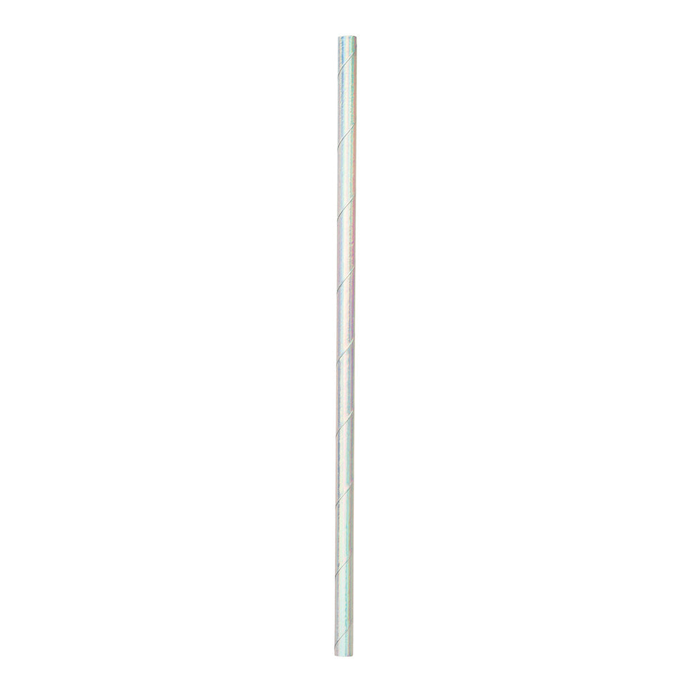 Metallic Ice Blue Paper Straw - 6mm - 7 3/4" - 100 count box