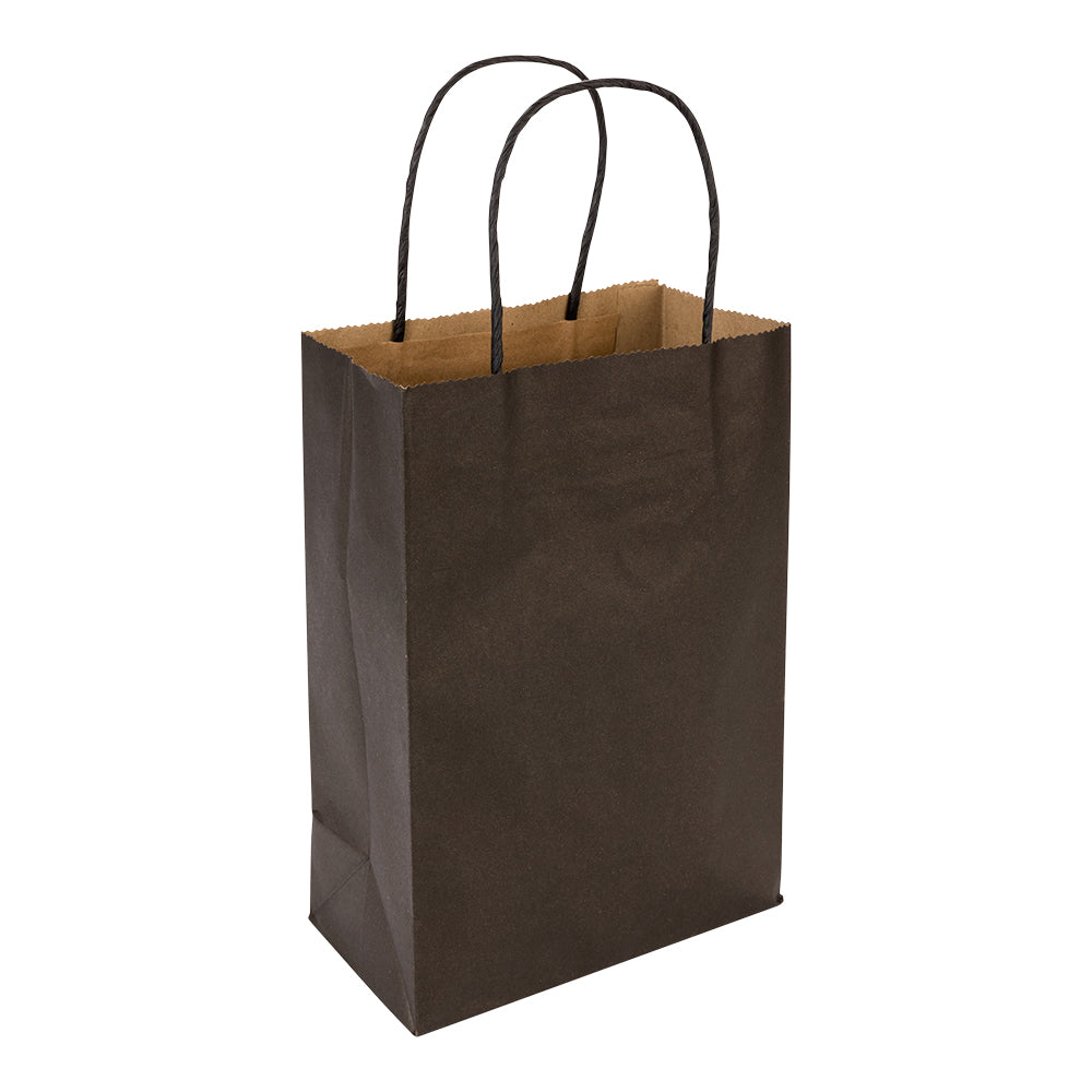 Saving Nature Black Paper Medium Retail Bag - with Handles - 10" x 6 3/4" x 12" - 100 count box