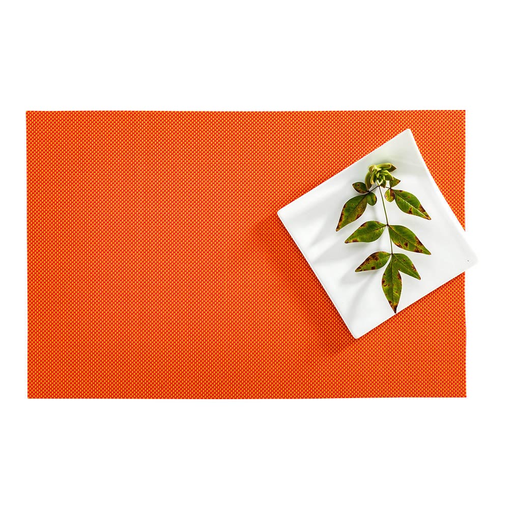 Carmel Mesh Tangerine Vinyl Woven Placemat - 16" x 12" - 6 count box