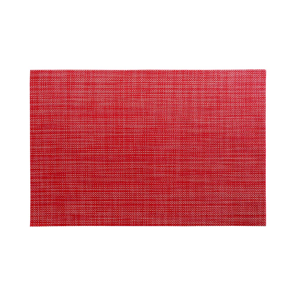 Carmel Mesh Red Vinyl Woven Placemat - with Khaki Threads - 16" x 12" - 6 count box