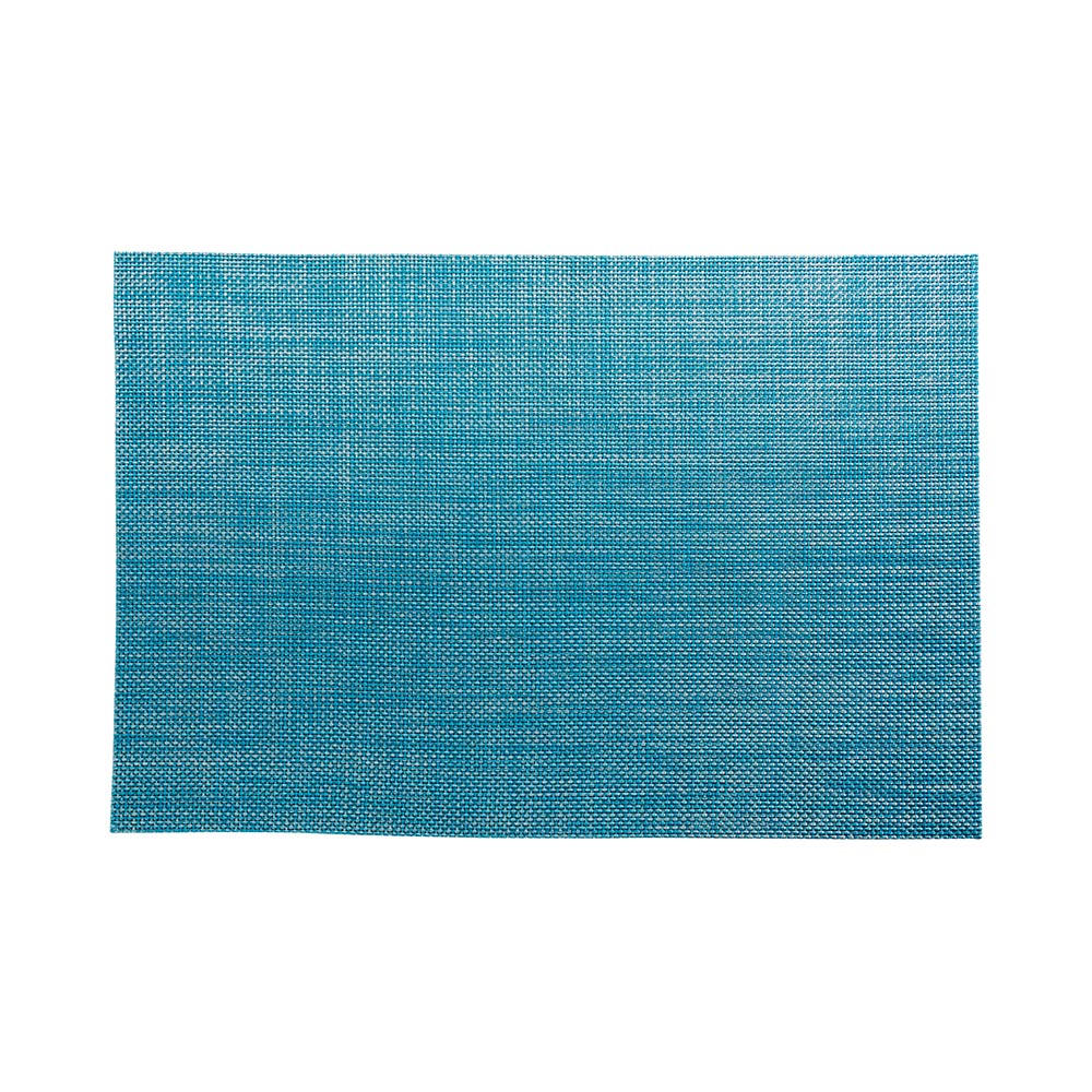 Carmel Mesh Blue Vinyl Woven Placemat - with Pearl Threads - 16" x 12" - 6 count box