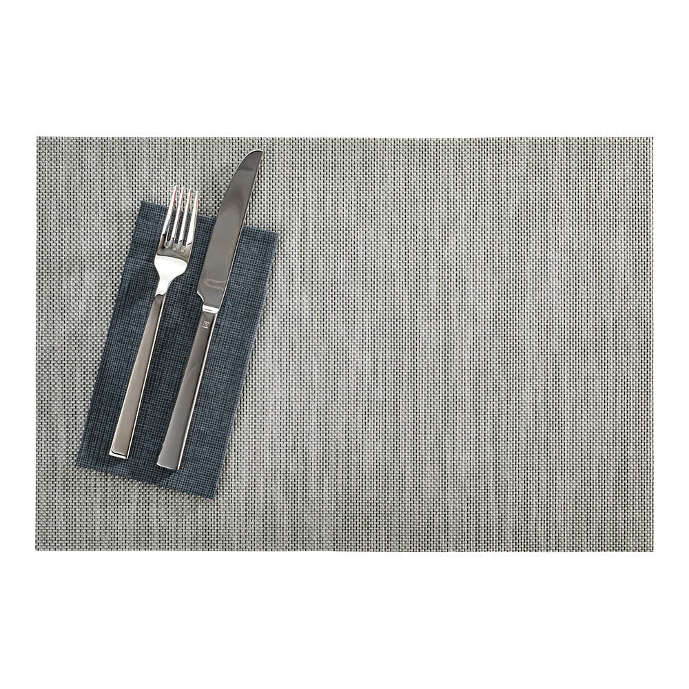 Carmel Mesh Pewter Vinyl Woven Placemat - 16" x 12" - 6 count box