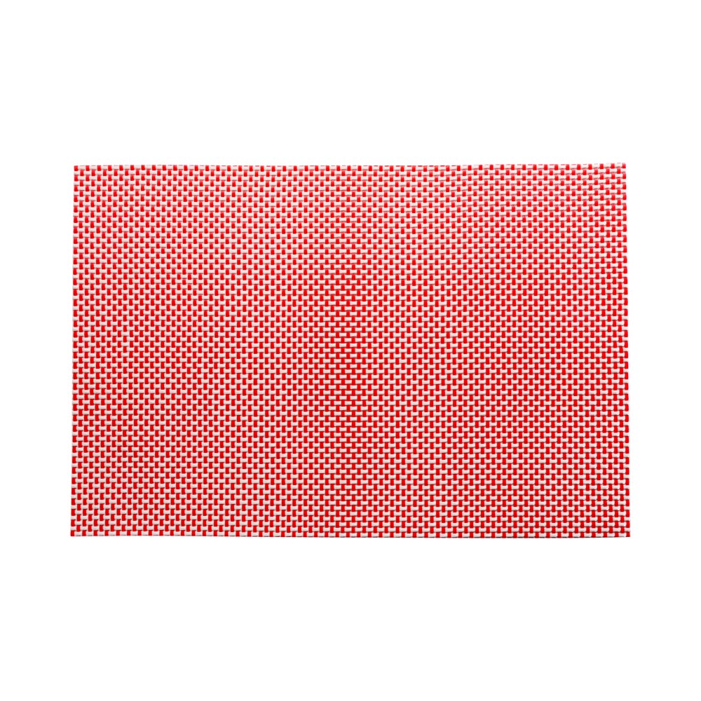 Amalfi Basketweave Imperial Red Vinyl Woven Placemat - 16" x 12" - 6 count box