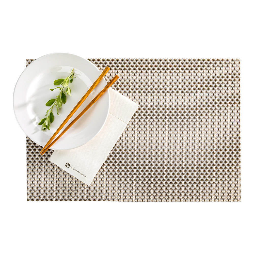 Amalfi Basketweave Limestone Vinyl Woven Placemat - 16" x 12" - 6 count box