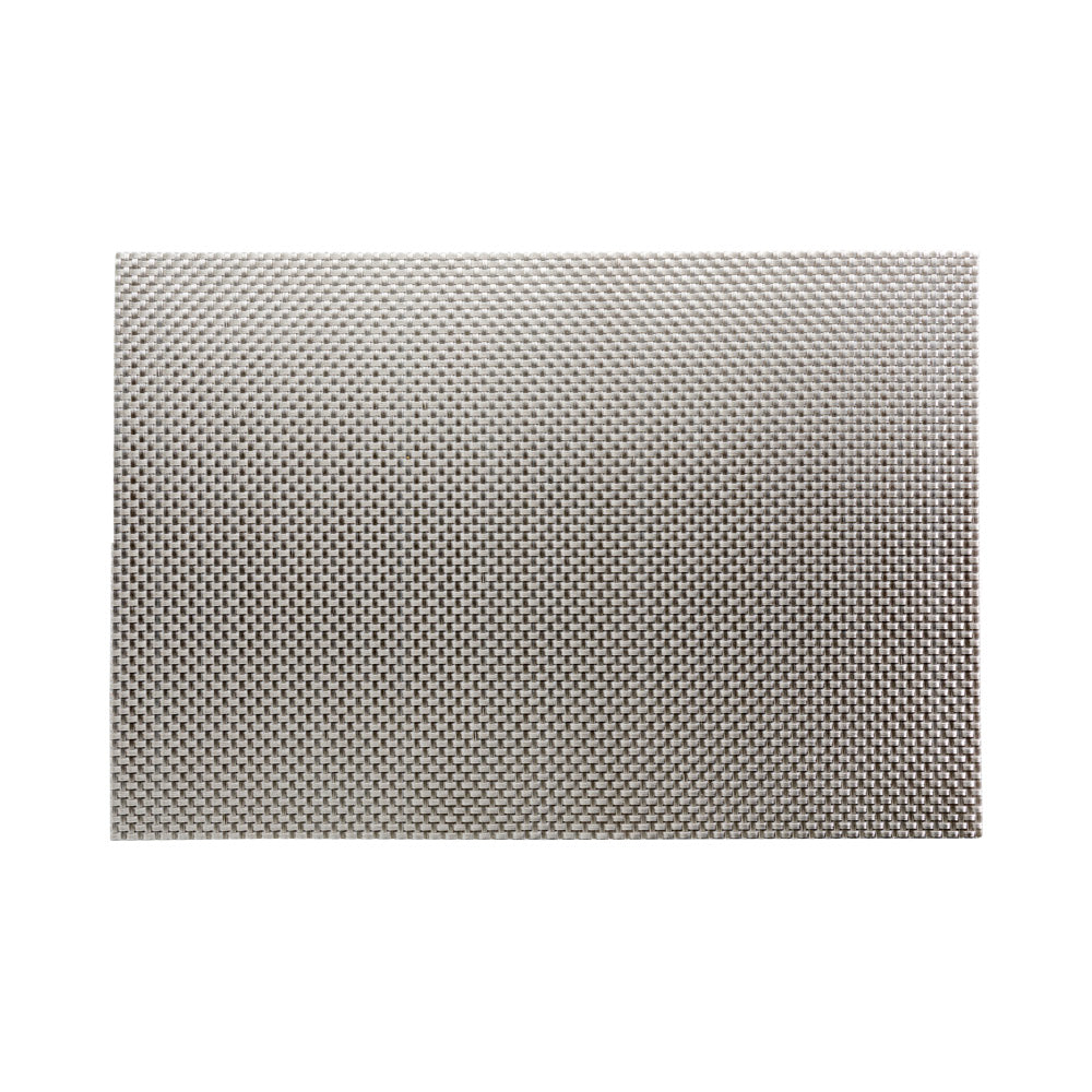 Amalfi Basketweave Metallic Silver Vinyl Woven Placemat - 16" x 12" - 6 count box