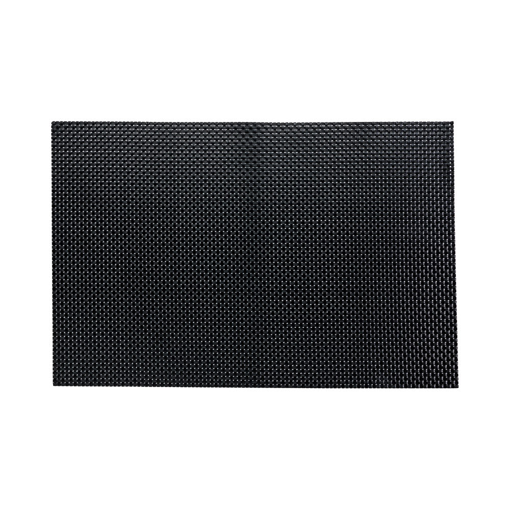 Amalfi Basketweave Black Vinyl Woven Placemat - 16" x 12" - 6 count box