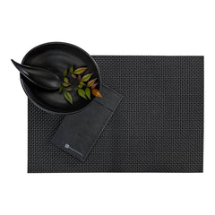 Amalfi Basketweave Black Vinyl Woven Placemat - 16