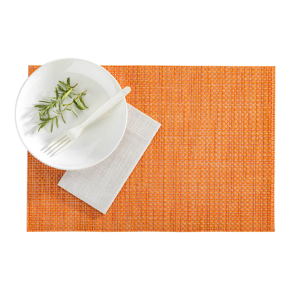 Amalfi Basketweave Papaya Vinyl Woven Placemat - 16" x 12" - 6 count box