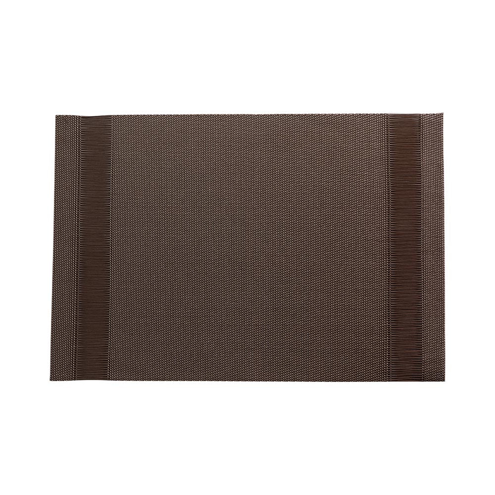 Artisan Stripe Brown Vinyl Woven Placemat - 16" x 12" - 6 count box