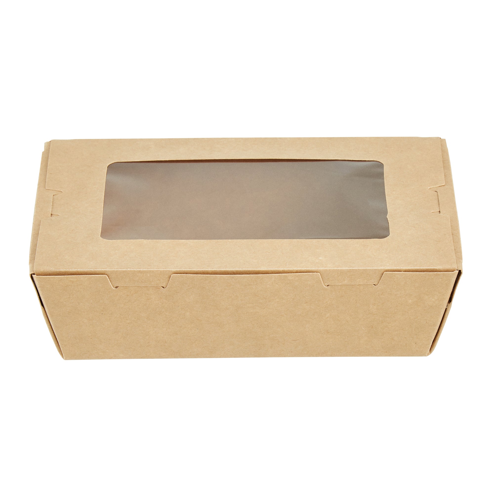 Cafe Vision 21 oz Kraft Paper Small Take Out Container - Hinge Lock - 6 1/4'' x 4'' x 1 3/4'' - 200 count box