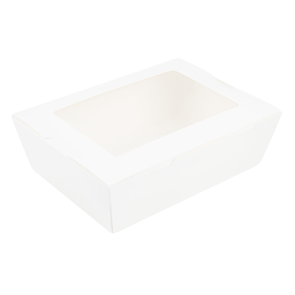 Cafe Vision 71 oz White Paper Large Take Out Container - Hinge Lock - 8 3/4" x 6 1/2" x 2 1/2" - 200 count box