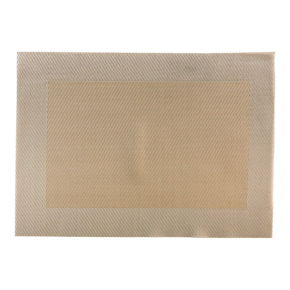 Geneva Frame Metallic Gold Vinyl Woven Placemat - 16" x 12" - 6 count box