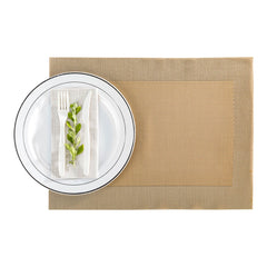 Geneva Frame Metallic Gold Vinyl Woven Placemat - 16