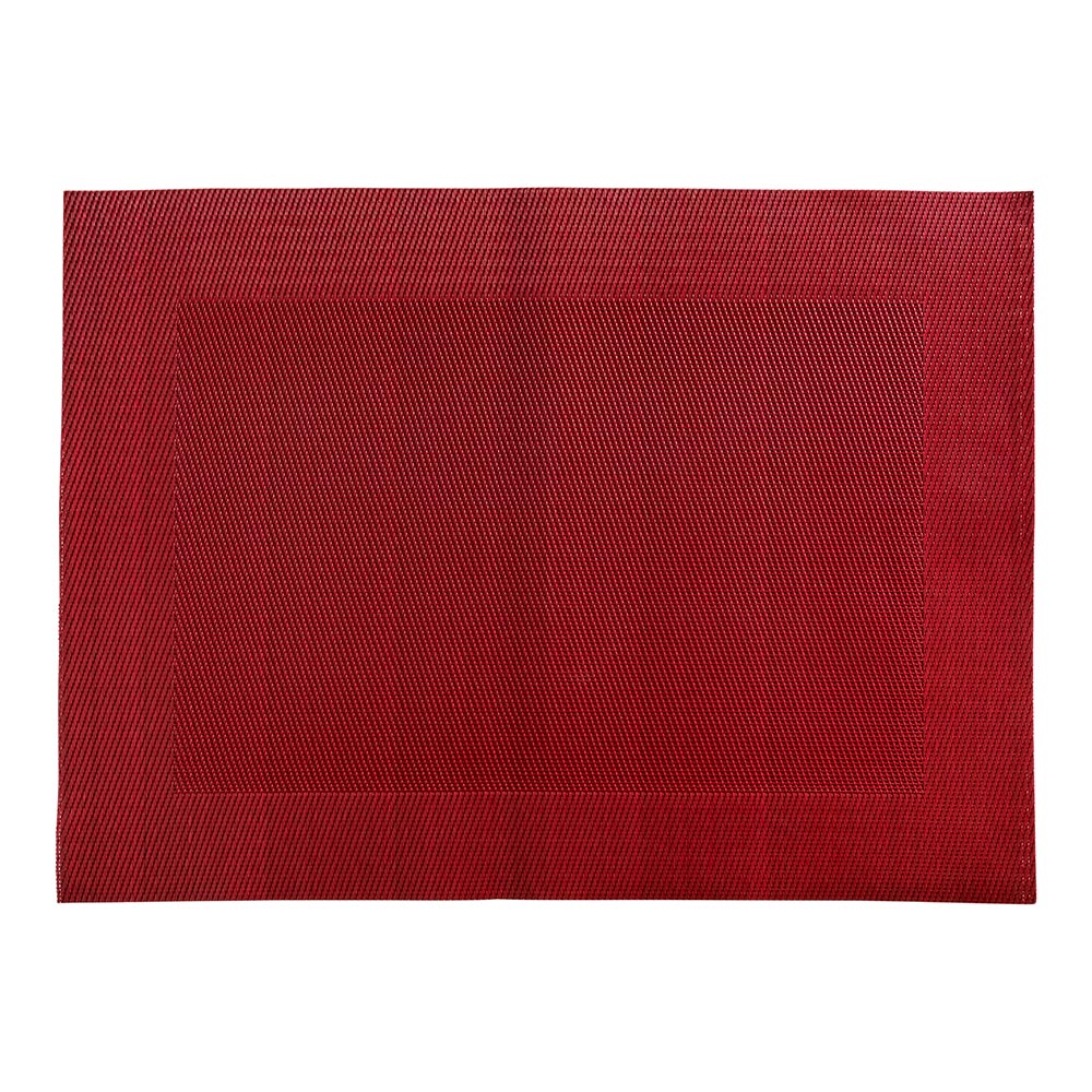 Geneva Frame Garnet Red Vinyl Woven Placemat - 16" x 12" - 6 count box