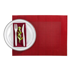 Geneva Frame Garnet Red Vinyl Woven Placemat - 16