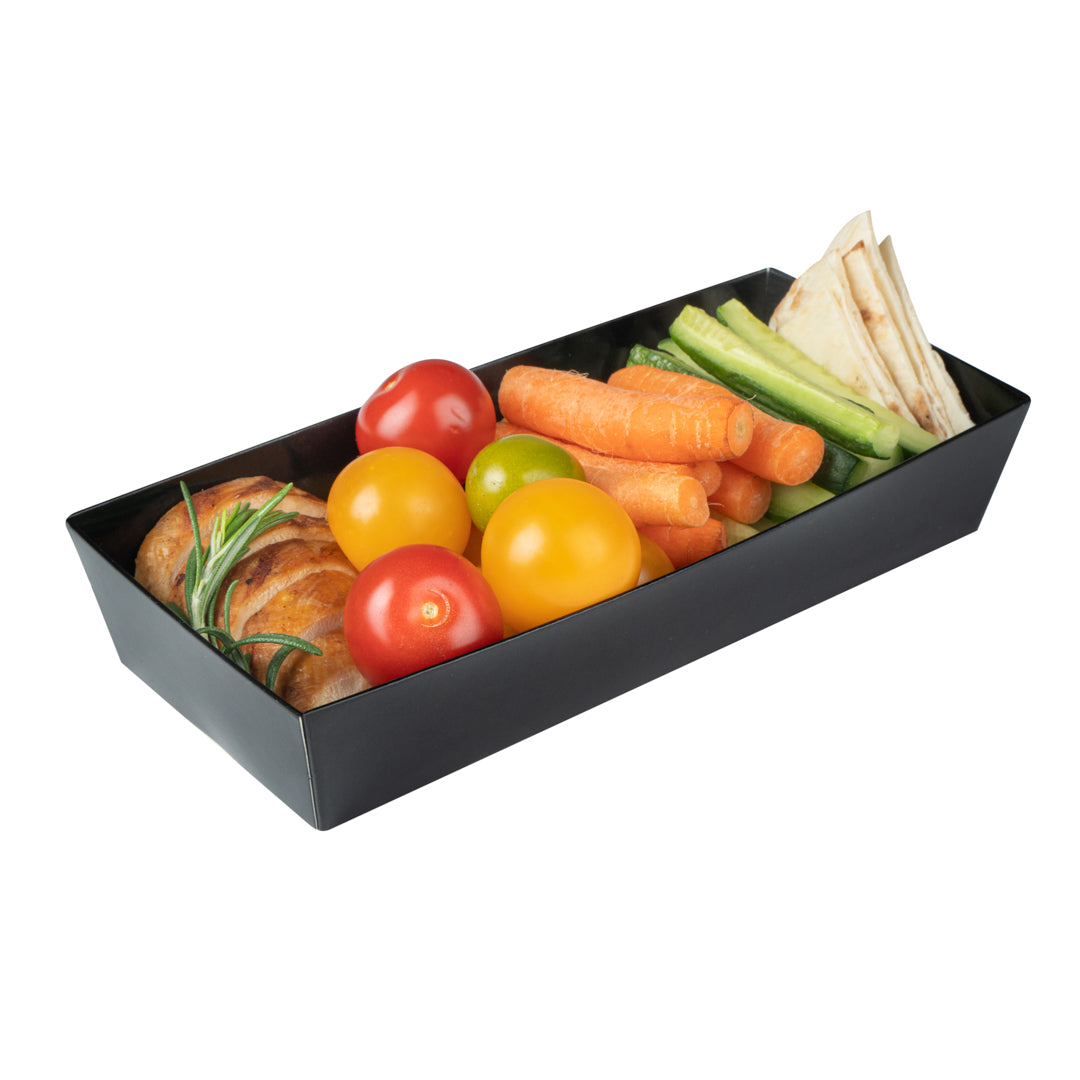 Matsuri Vision Rectangle Black Paper Large Sushi Container - 7" x 2 3/4" x 1 1/2" - 100 count box