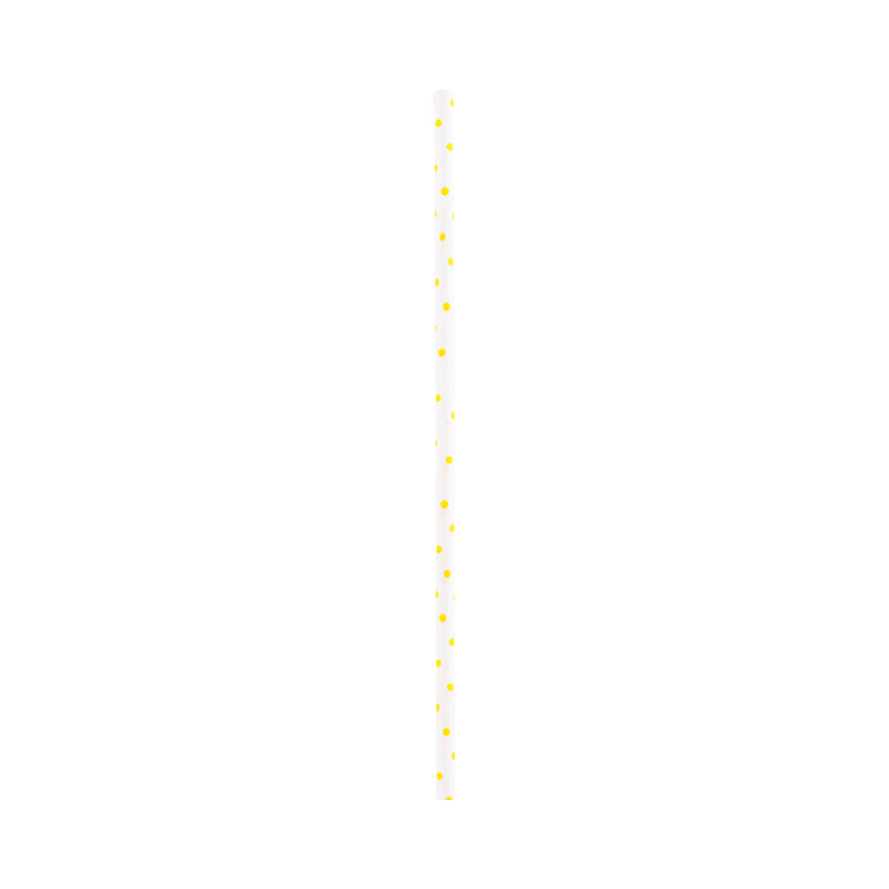 Yellow Paper Cake Pop and Lollipop Stick - Polka Dots, Biodegradable - 6" x 5/32" - 100 count box