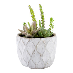 Plastic Table Art Faux Succulent Arrangement - Concrete Planter, Light Gray - 6