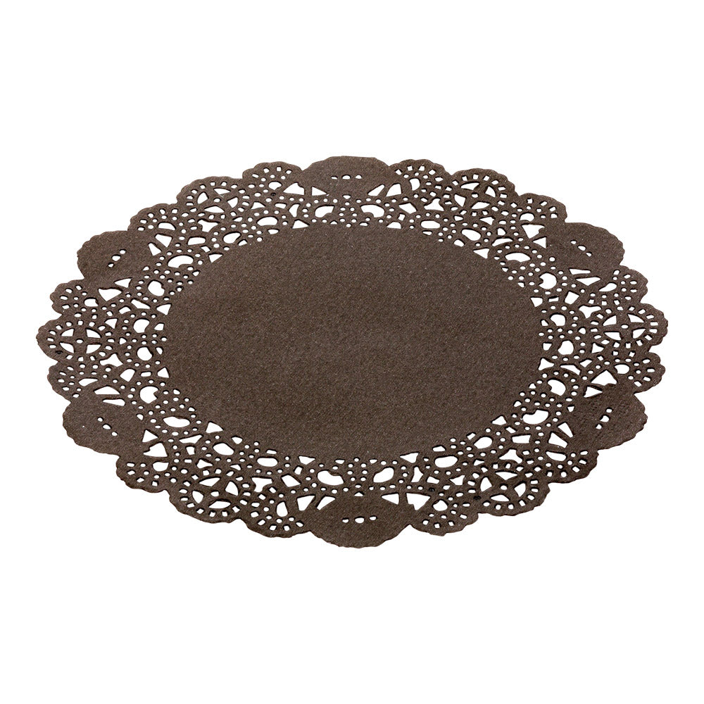 Pastry Tek Round Black Paper Doilies - Lace - 6" x 6" - 4000 count box