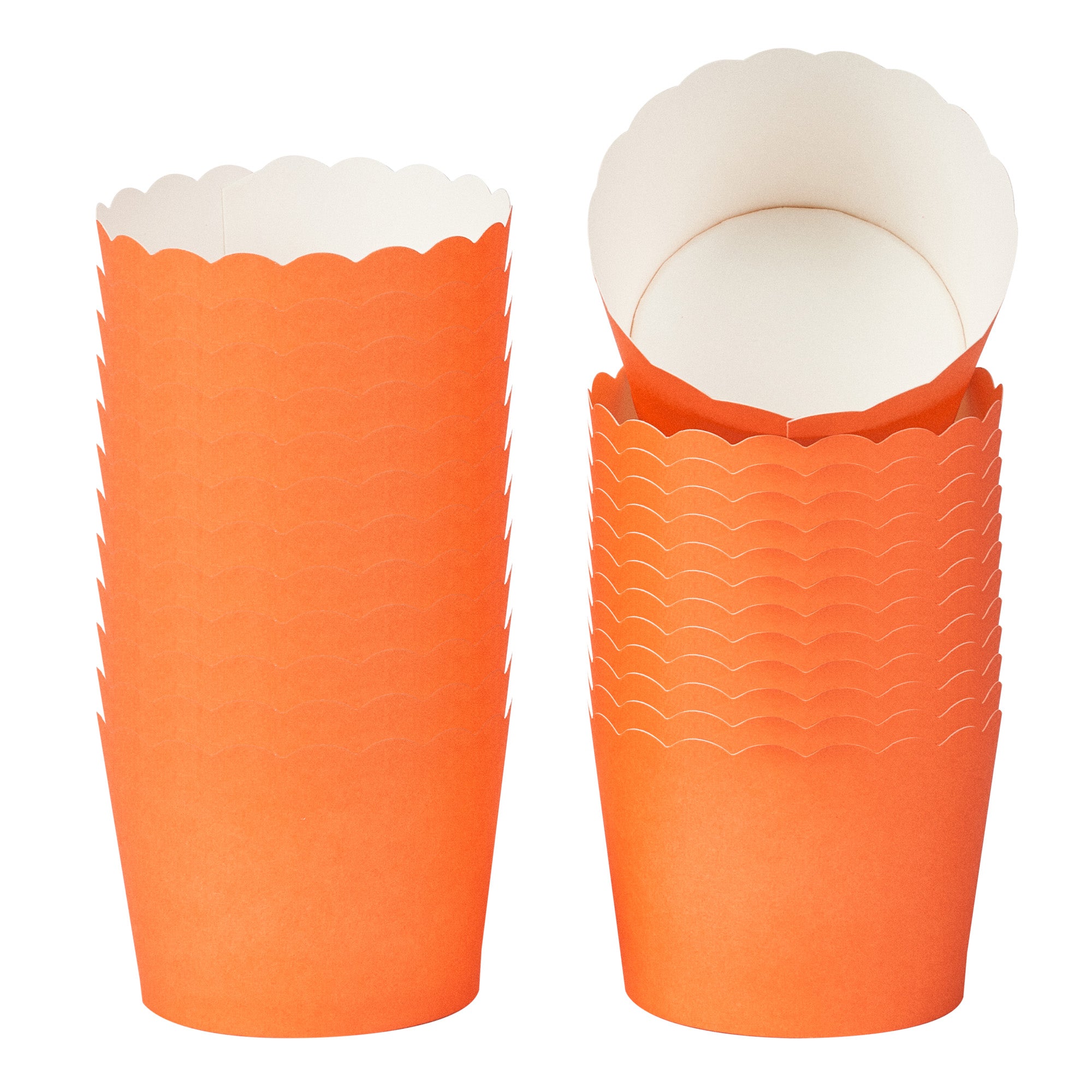 Panificio 3 oz Round Orange Paper Mini Baking Cup - Scalloped - 2 1/2" x 2 1/2" x 1 3/4" - 200 count box