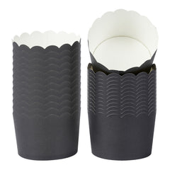 Panificio 10 oz Black Paper Jumbo Baking Cup - Scalloped - 3 1/2