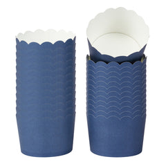 Panificio 10 oz Round Midnight Blue Paper Jumbo Baking Cup - Scalloped - 3 1/2