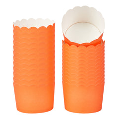 Panificio 10 oz Round Tangerine Paper Jumbo Baking Cup - Scalloped - 3 1/2