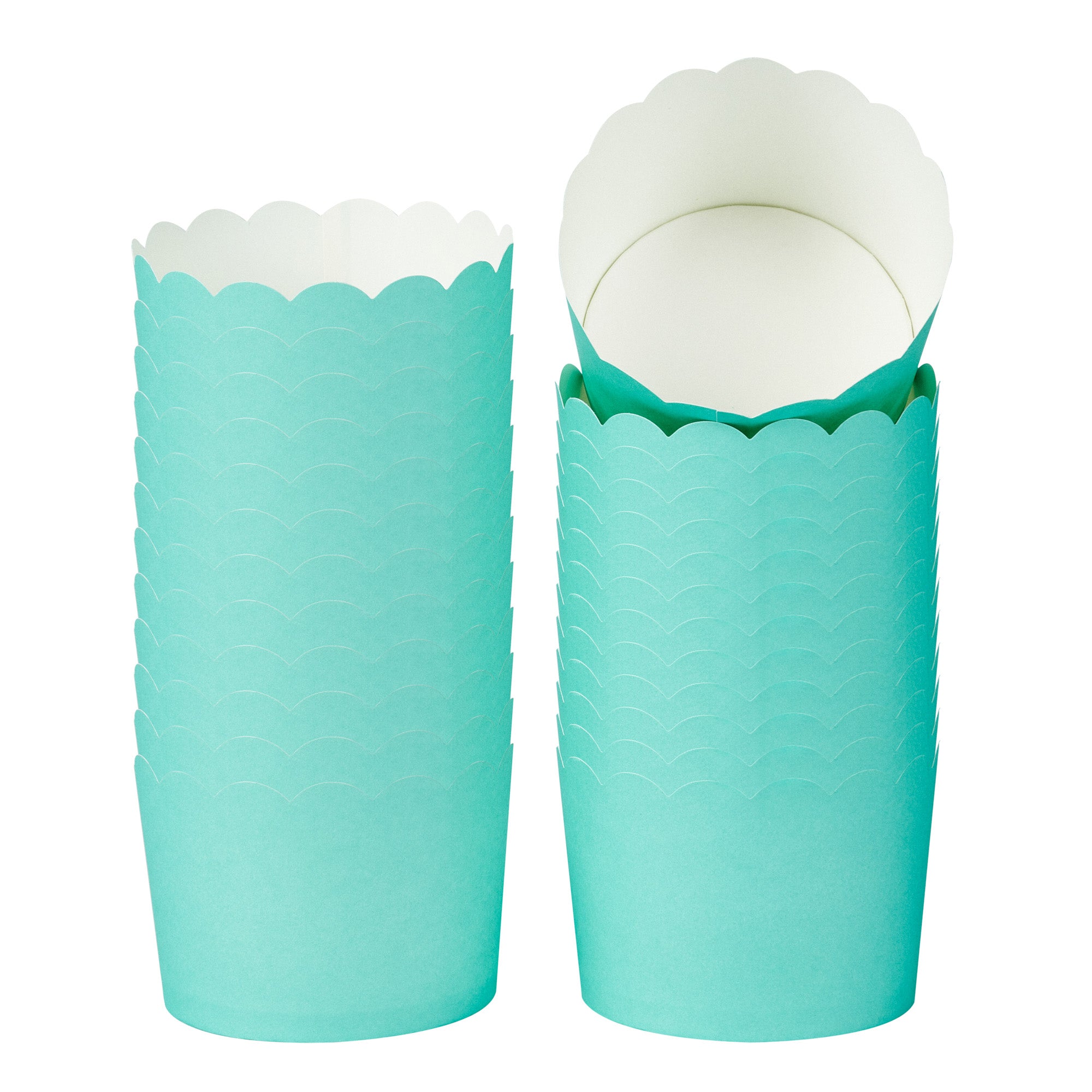 Panificio 10 oz Round Turquoise Paper Jumbo Baking Cup - Scalloped - 3 1/2" x 3 1/2" x 2 1/2" - 200 count box